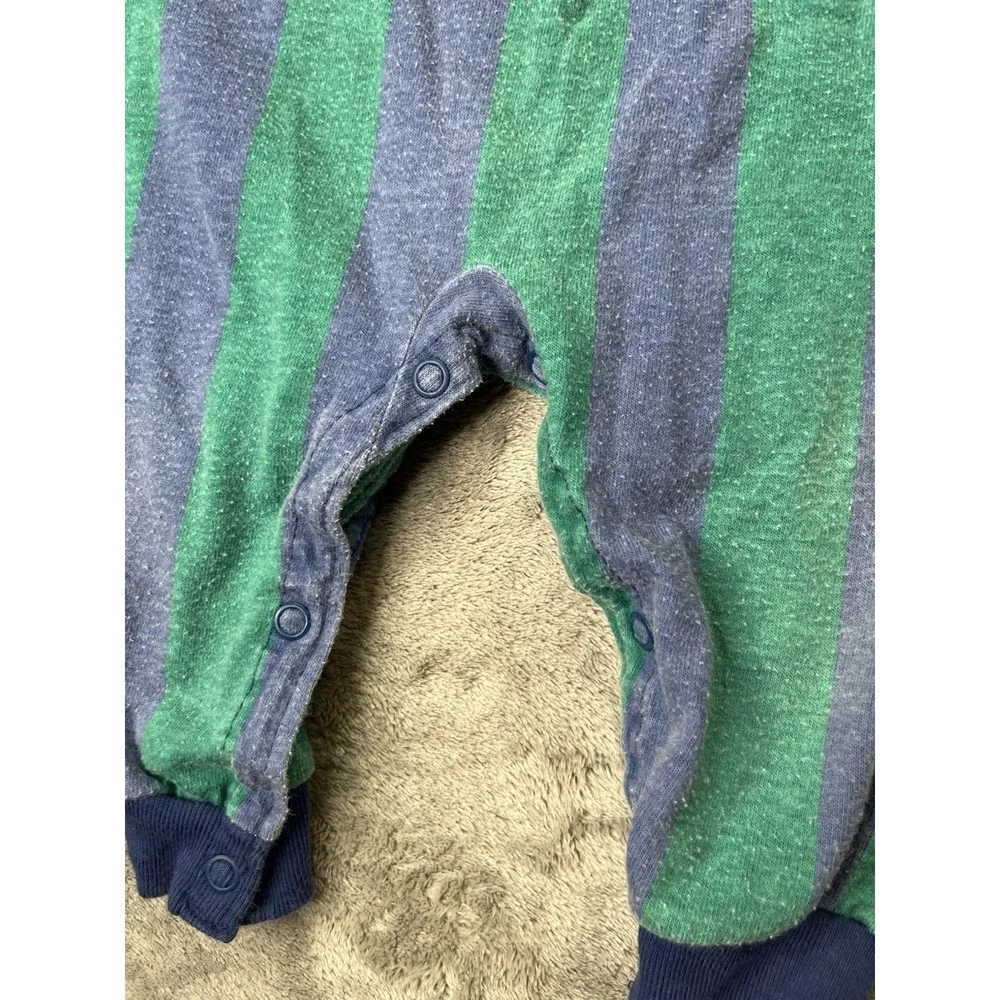 Vintage Carter's Baby Sleeper Striped Bear Footless Block Snap Romper 12 Months
